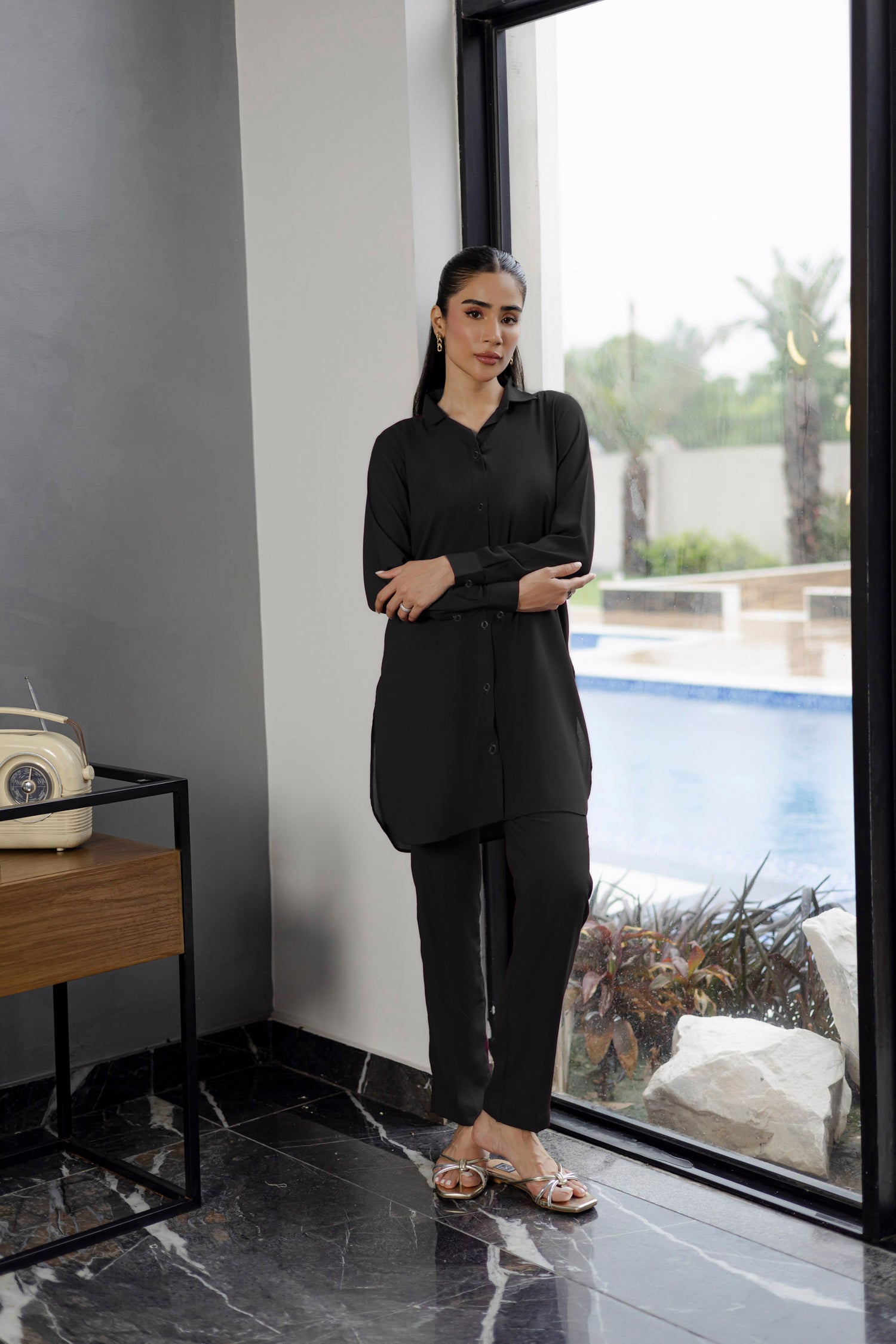 Solid 2PC Dress - SP-07 Black