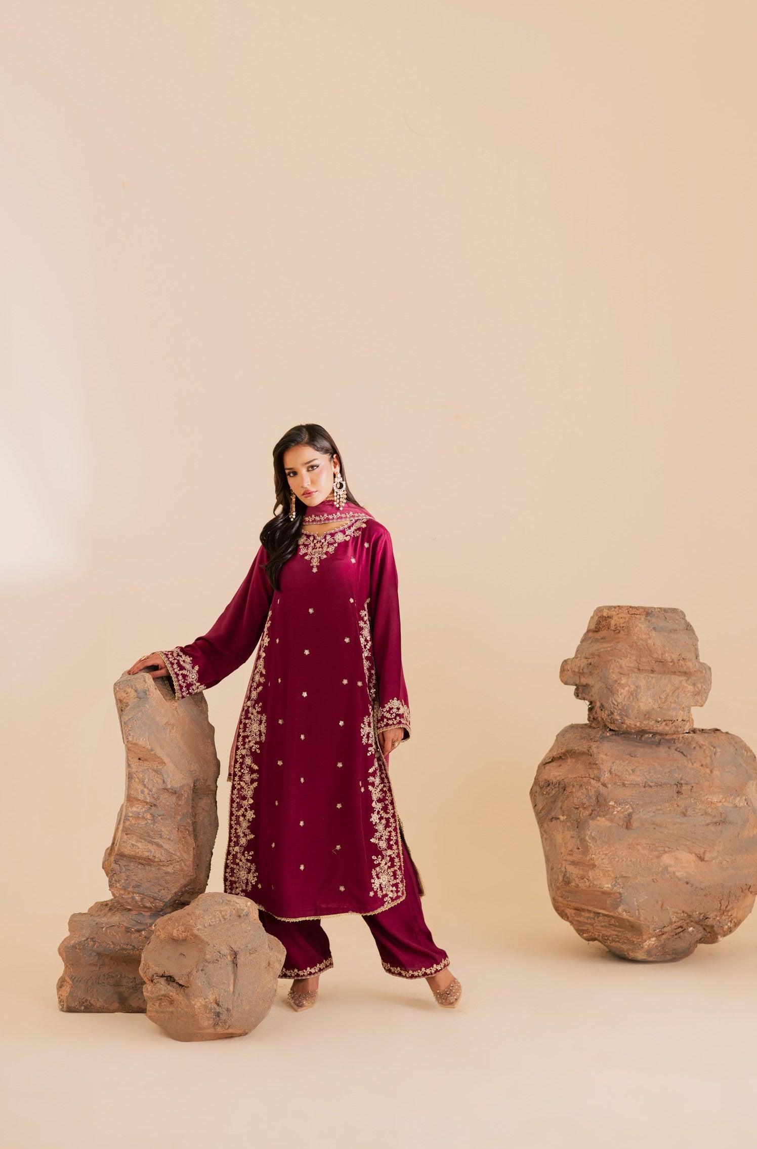 3PC Luxury Embroidered Dress- RSDP14