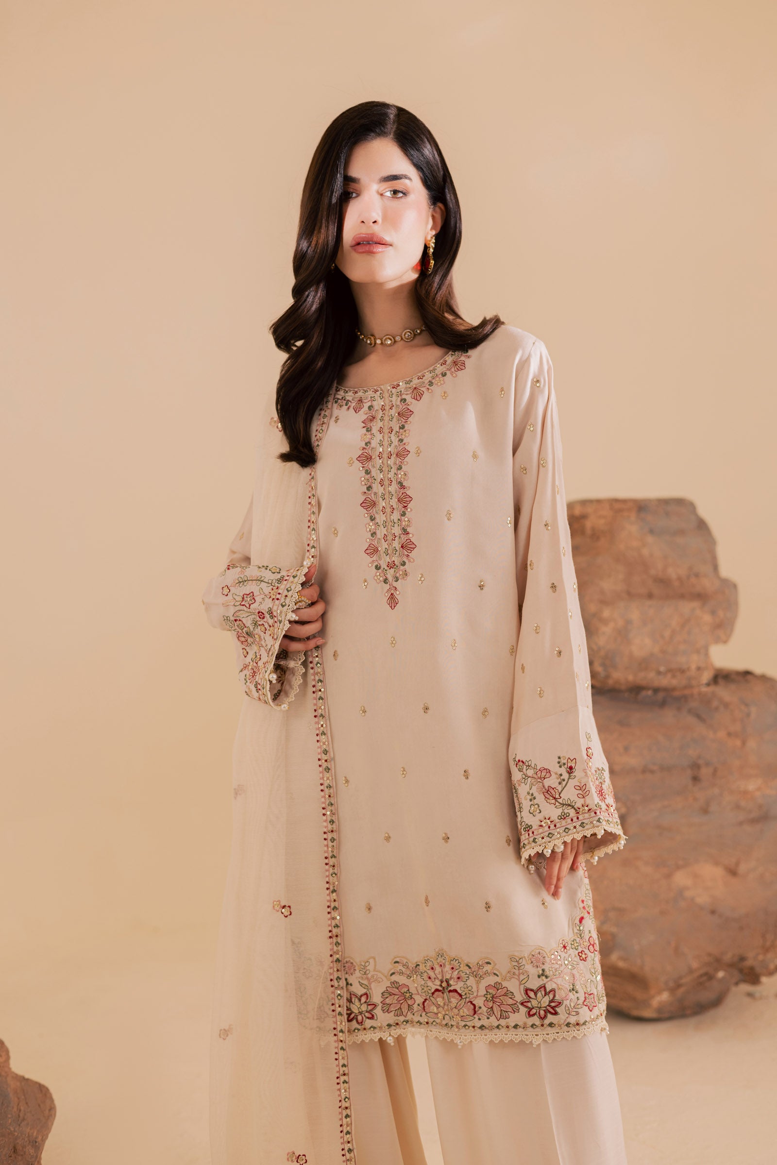 3PC Luxury Embroidered Dress- RSC08