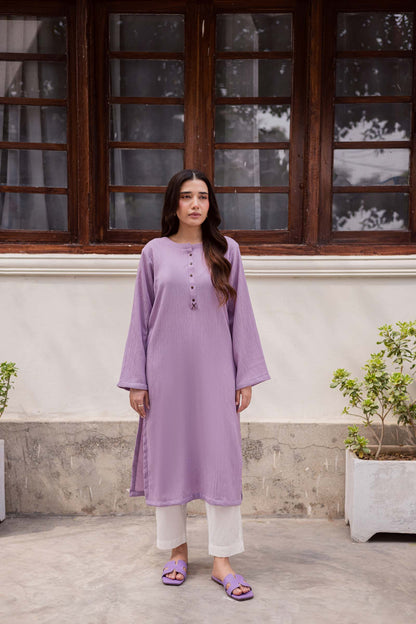 1PC Textured Kurta-Lilac