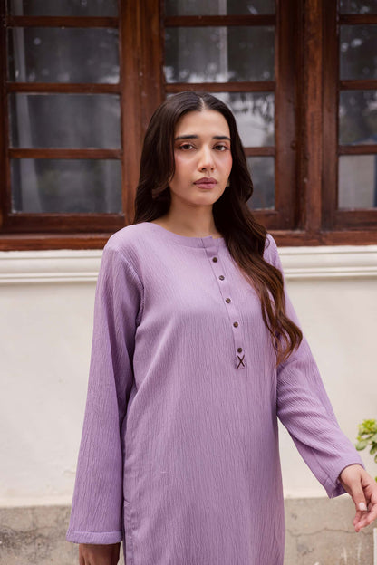 1PC Textured Kurta-Lilac