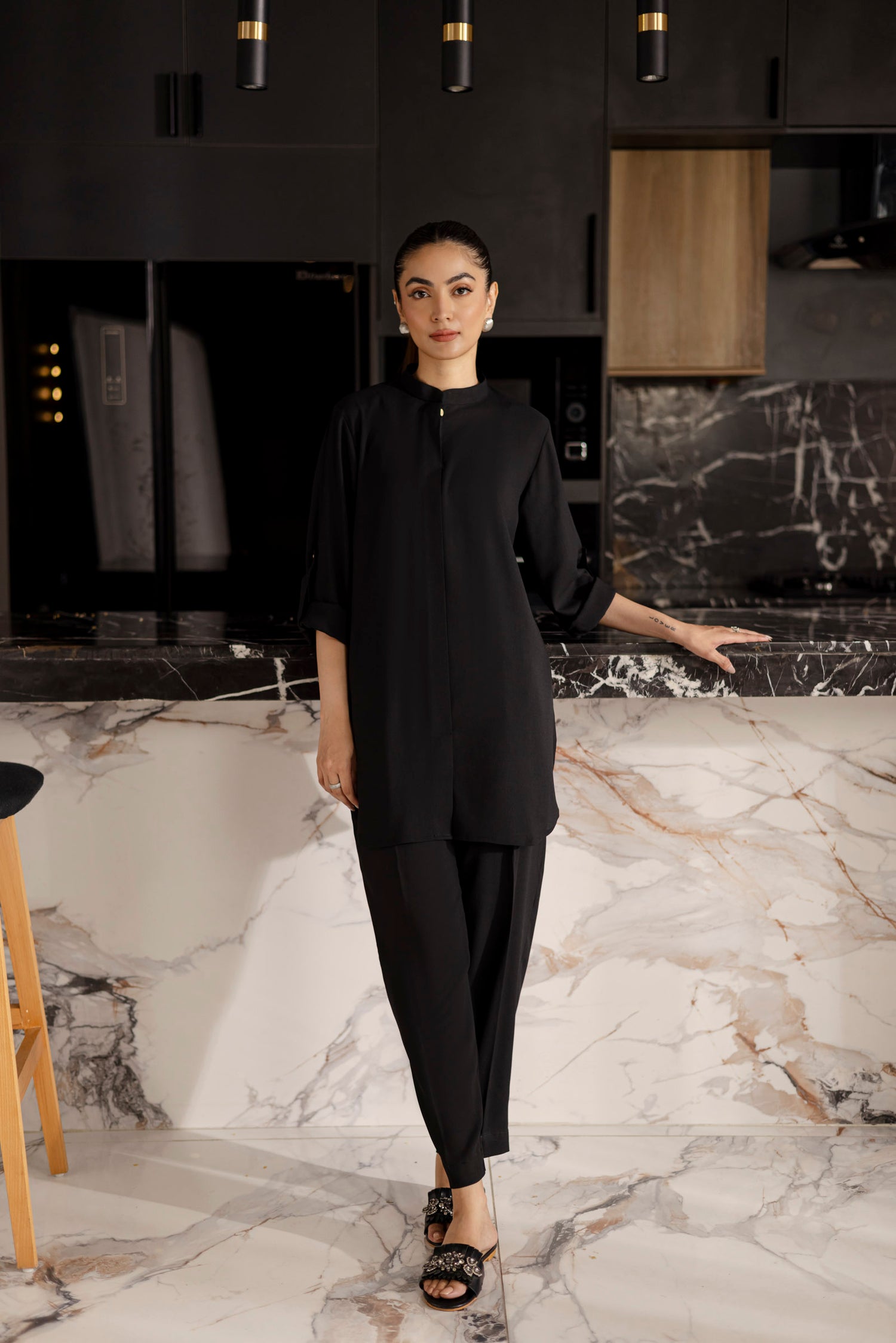 Solid 2PC Dress - SP-01 Black