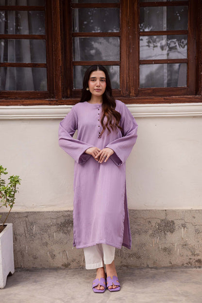 1PC Textured Kurta-Lilac