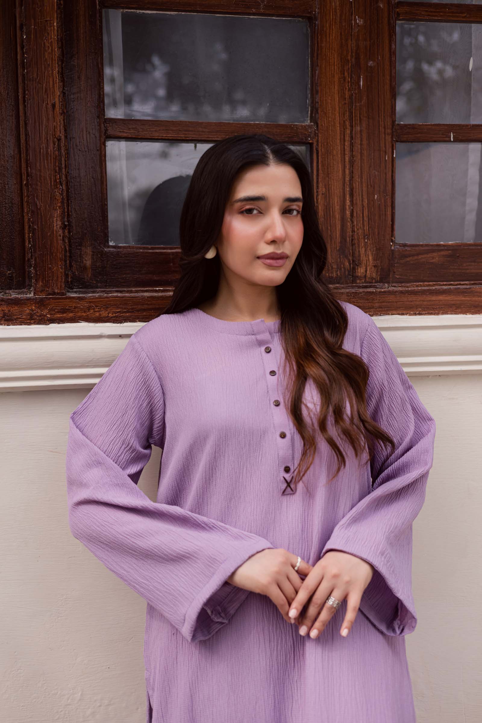 1PC Textured Kurta-Lilac