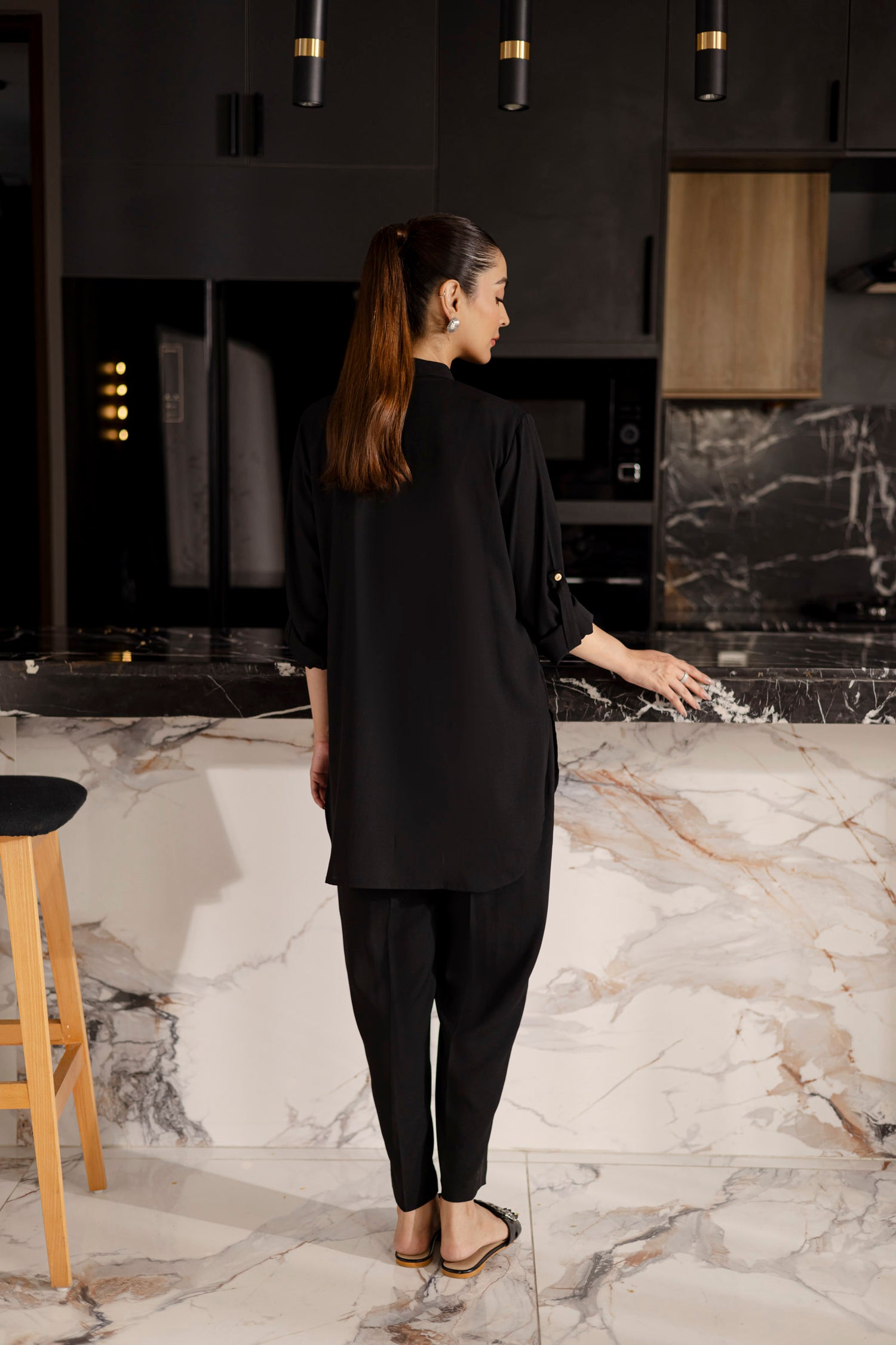 Solid 2PC Dress - SP-01 Black