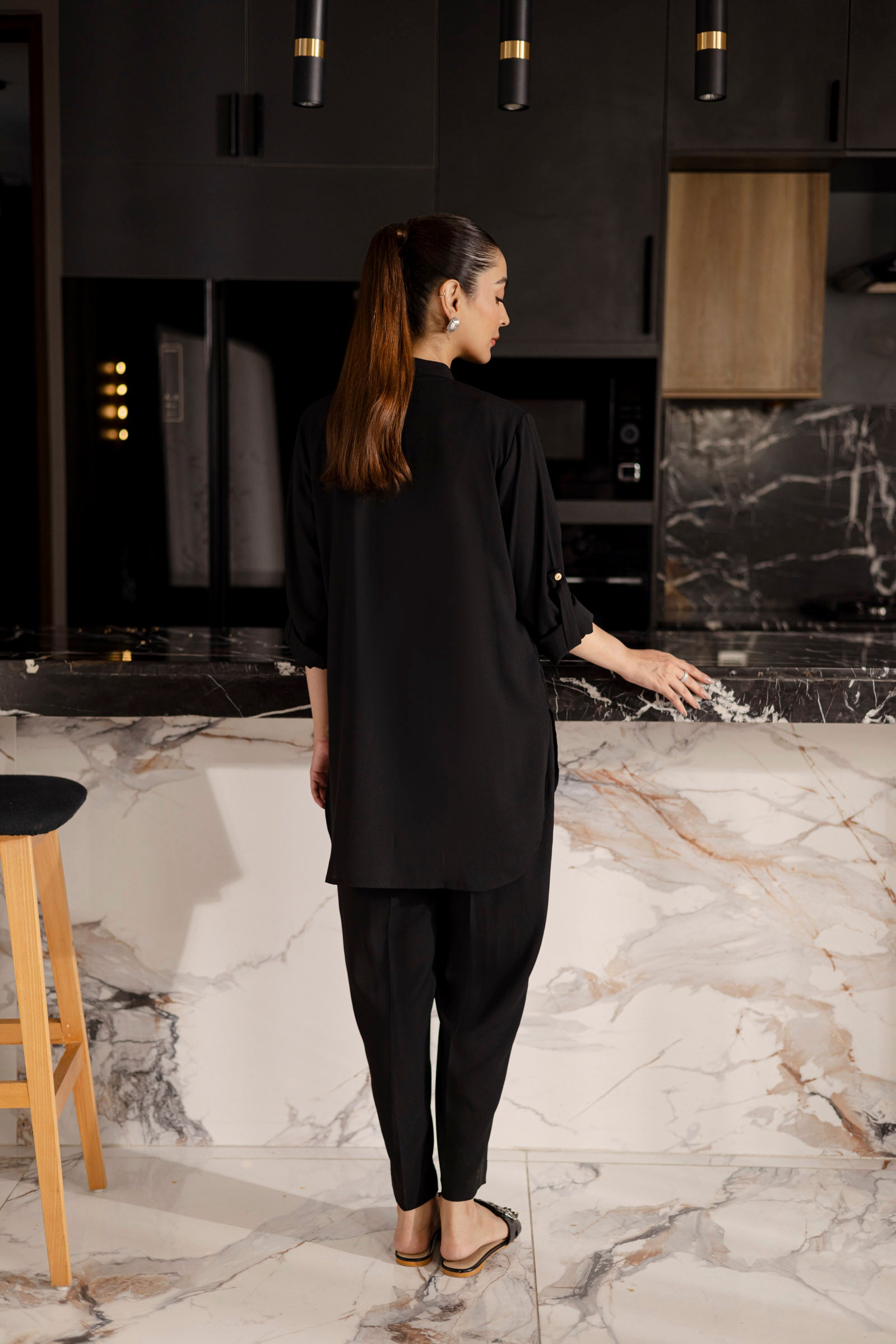 Solid 2PC Dress - SP-01 Black