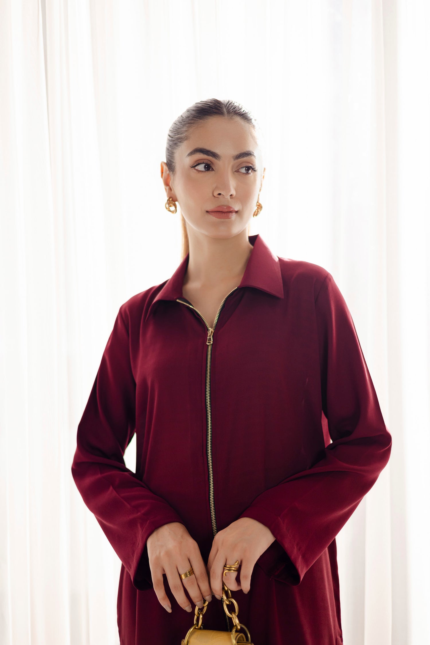 Solid 2PC Dress - SP-08- Wine