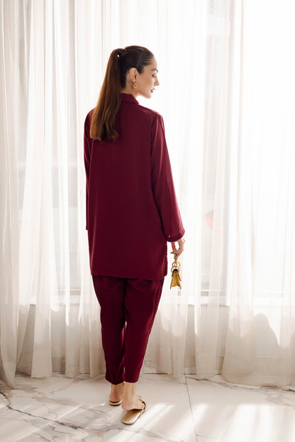 Solid 2PC Dress - SP-08- Wine