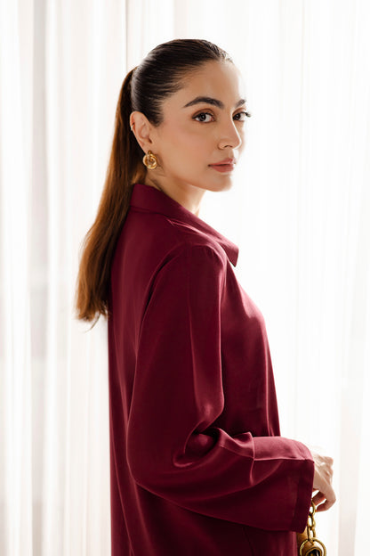 Solid 2PC Dress - SP-08- Wine