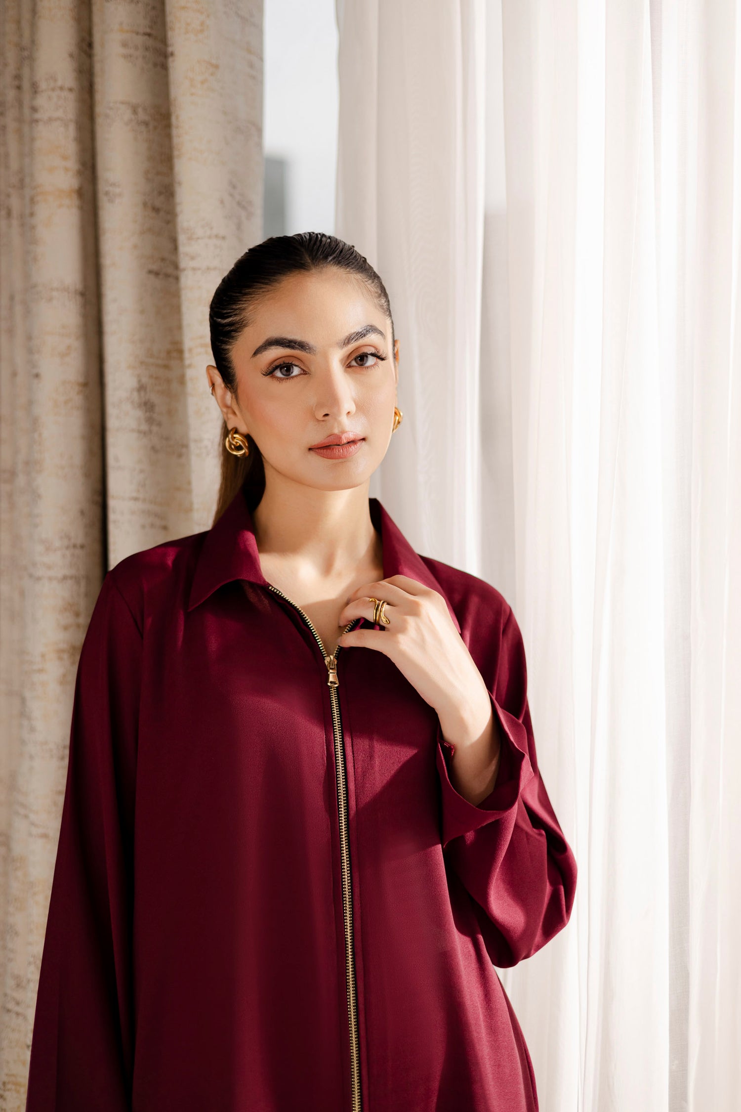 Solid 2PC Dress - SP-08- Wine