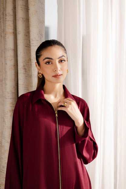 Solid 2PC Dress - SP-08- Wine