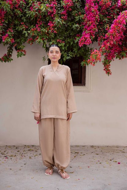 2PC Textured Dress-SB-Skin