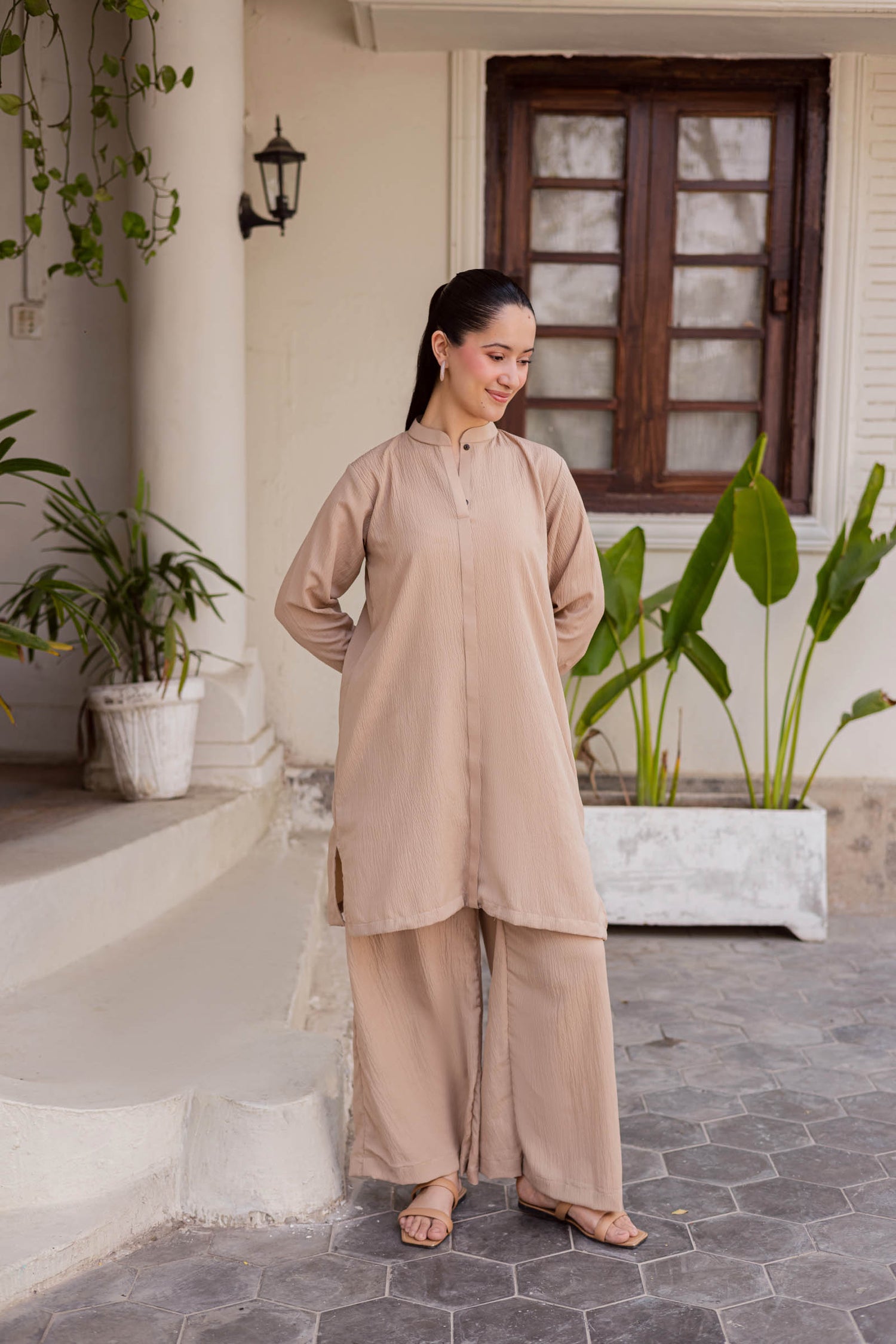 2PC Textured Dress-SP-Skin