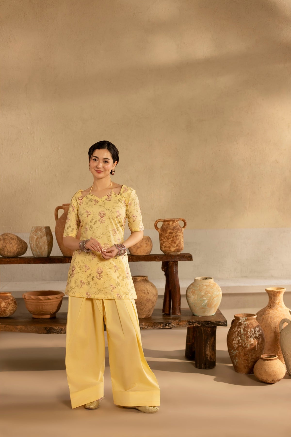2PC Cambric Embroidered Dress - HM05