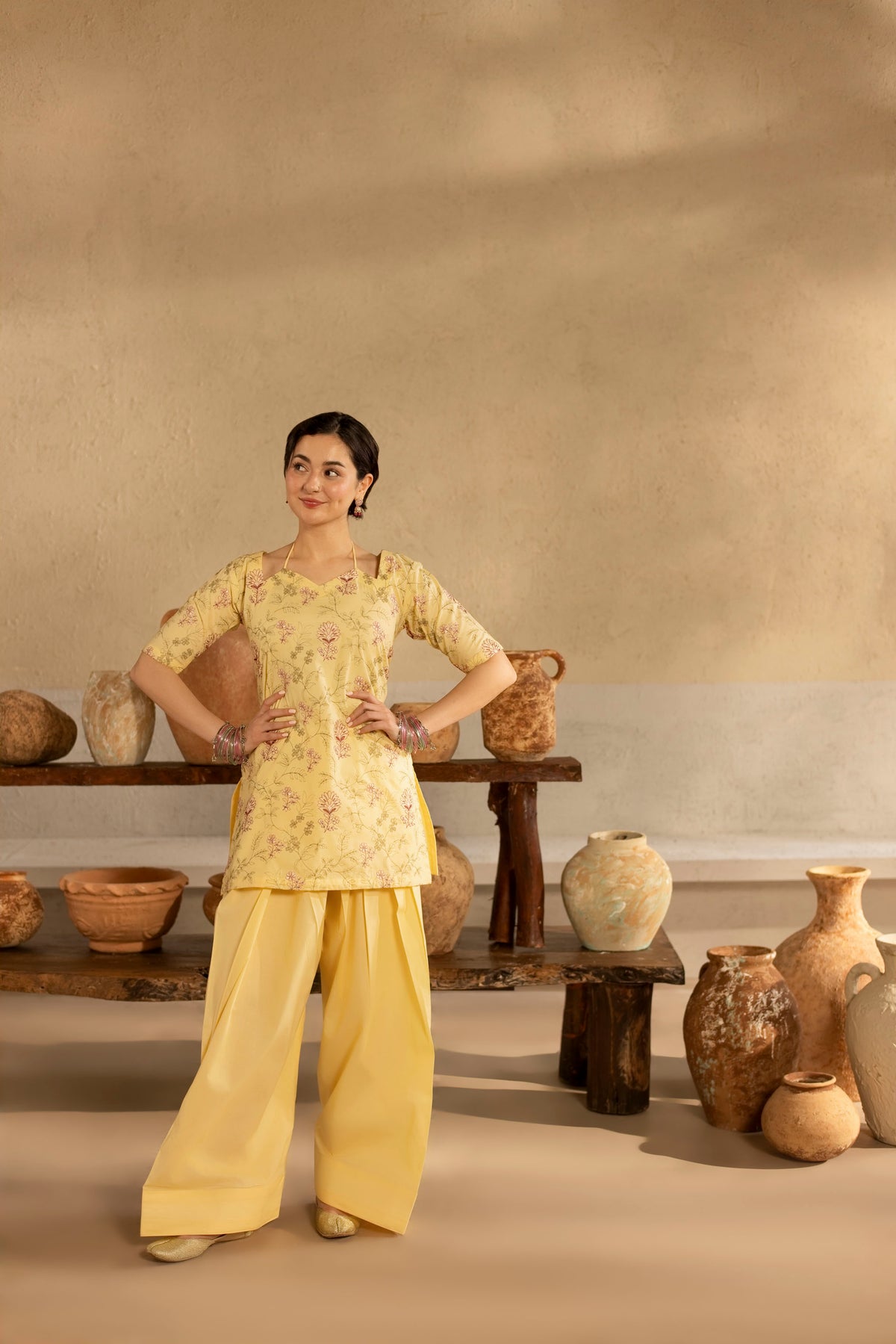2PC Cambric Embroidered Dress - HM05