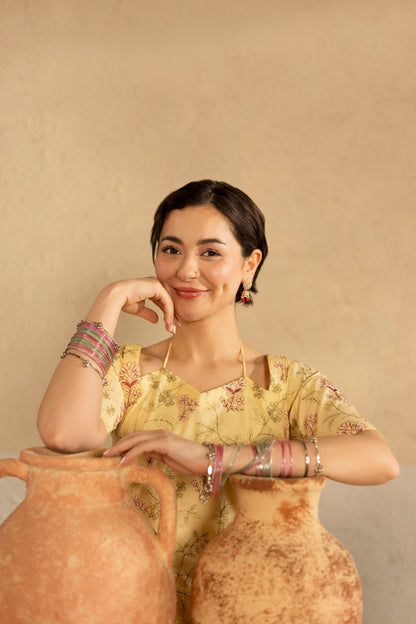 2PC Cambric Embroidered Dress - HM05