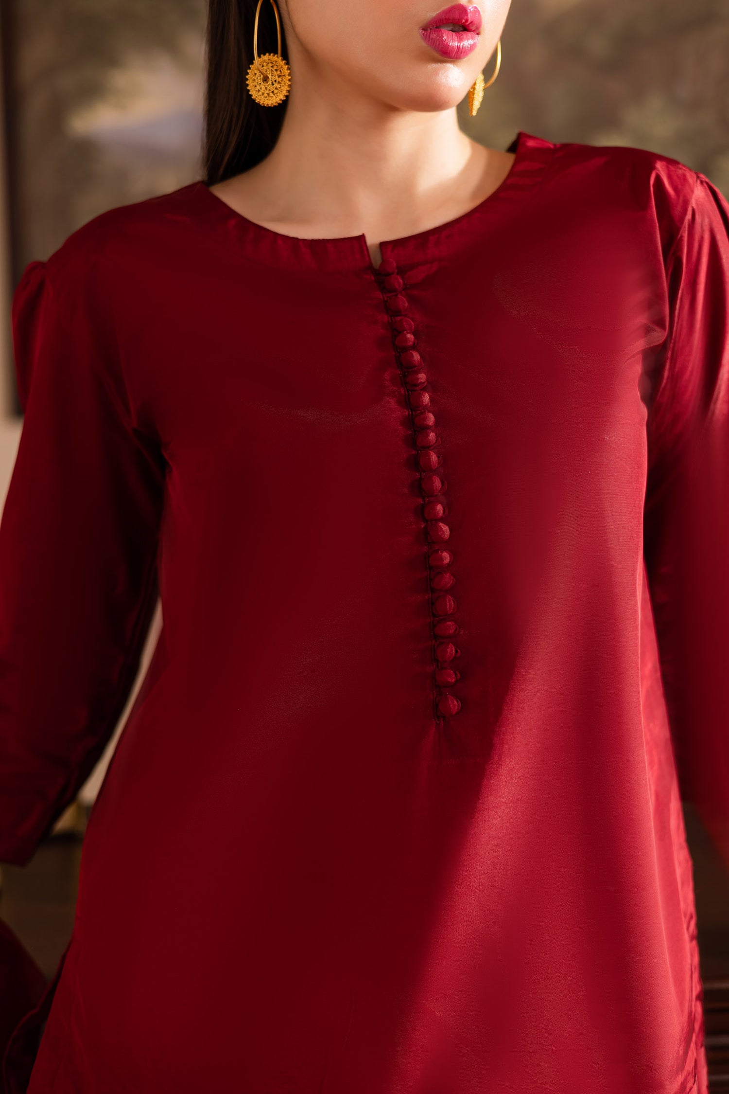 3PC Luxury Solid Silk Dress LSS - Maroon