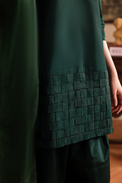 3PC Luxury Solid Silk Dress LSS - Emerald Green