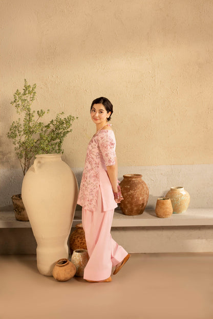 2PC Cambric Embroidered Dress - HM06