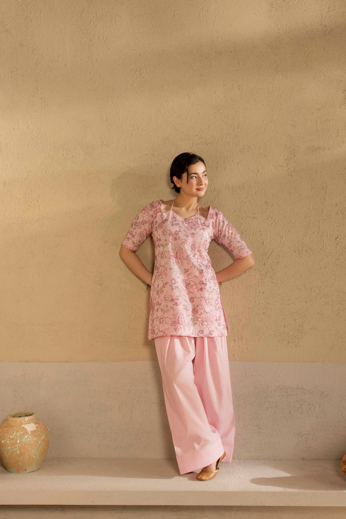 2PC Cambric Embroidered Dress - HM06