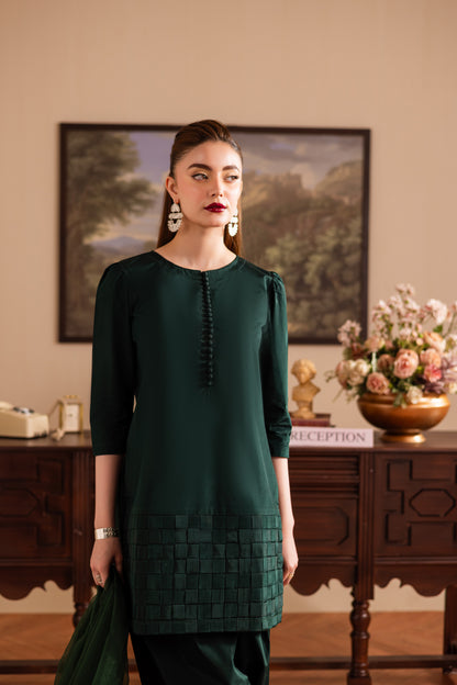 3PC Luxury Solid Silk Dress LSS - Emerald Green