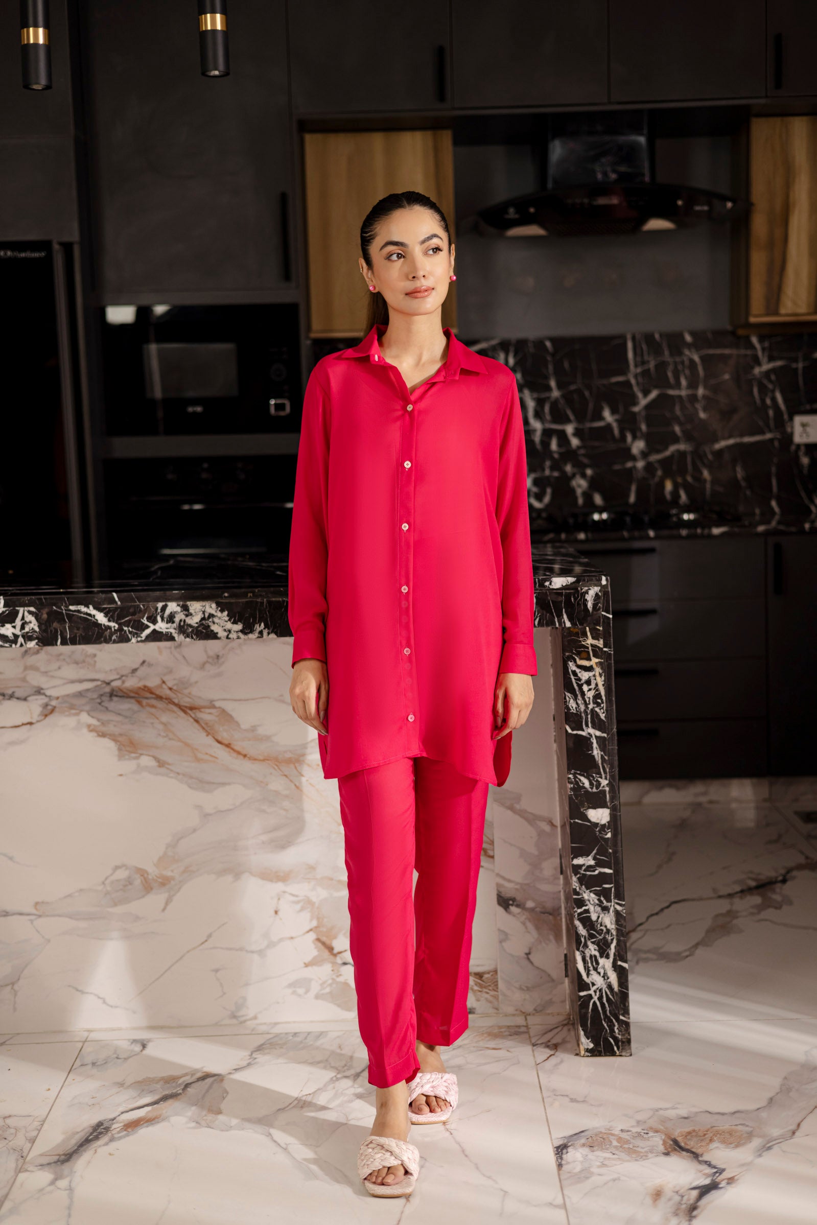 Solid 2PC Dress - SP-07 Fuchsia Pink