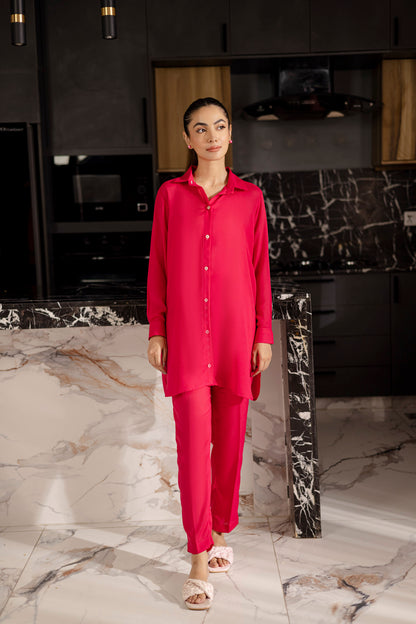 Solid 2PC Dress - SP-07 Fuchsia Pink