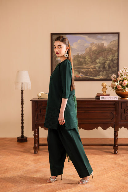 3PC Luxury Solid Silk Dress LSS - Emerald Green
