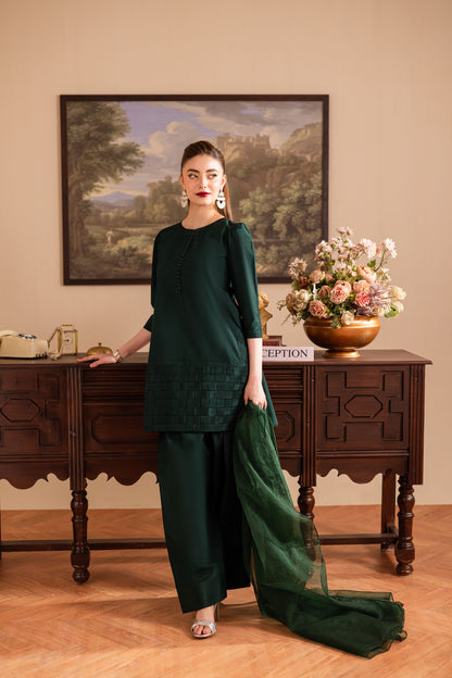 3PC Luxury Solid Silk Dress LSS - Emerald Green