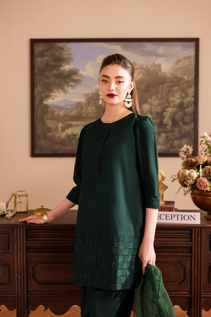 3PC Luxury Solid Silk Dress LSS - Emerald Green