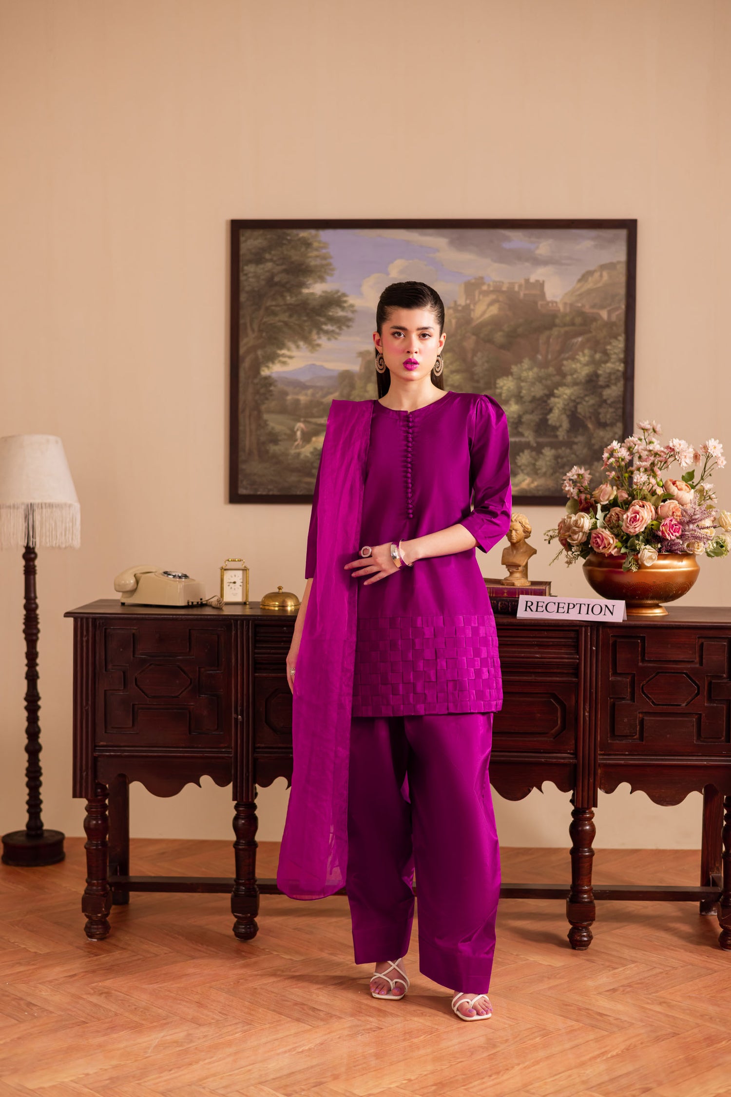 3PC Luxury Solid Silk Dress LSS - Plum