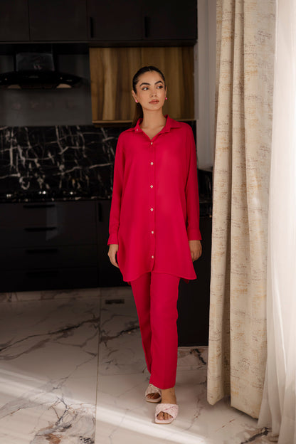 Solid 2PC Dress - SP-07 Fuchsia Pink