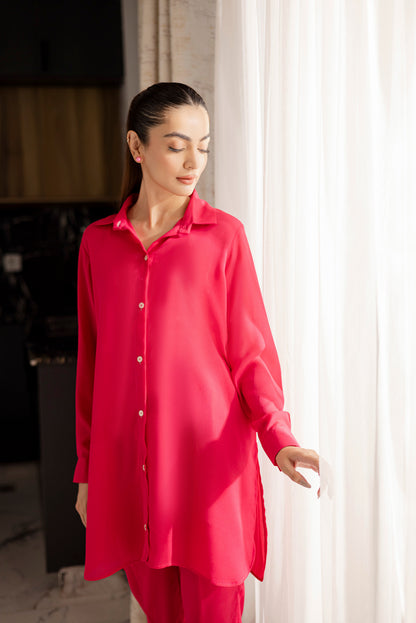 Solid 2PC Dress - SP-07 Fuchsia Pink