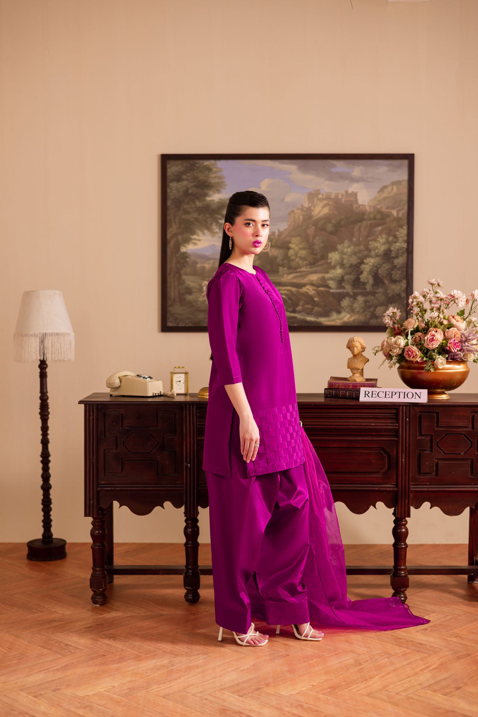 3PC Luxury Solid Silk Dress LSS - Plum