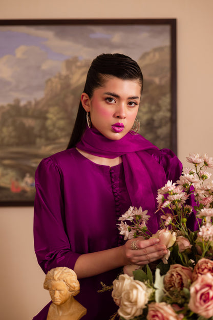 3PC Luxury Solid Silk Dress LSS - Plum