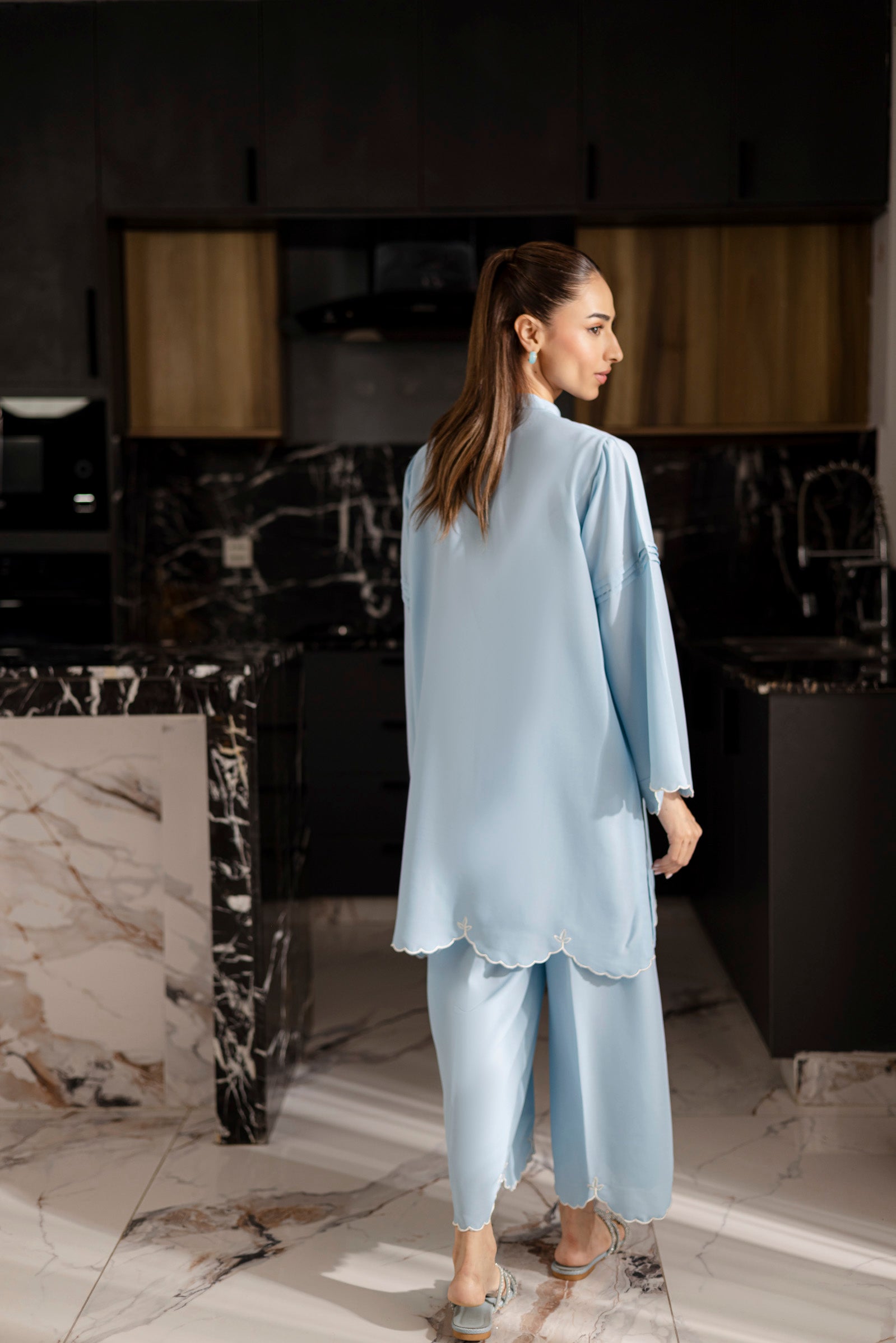 Embroidered Solid 2PC Dress - SP-04 Ice Blue