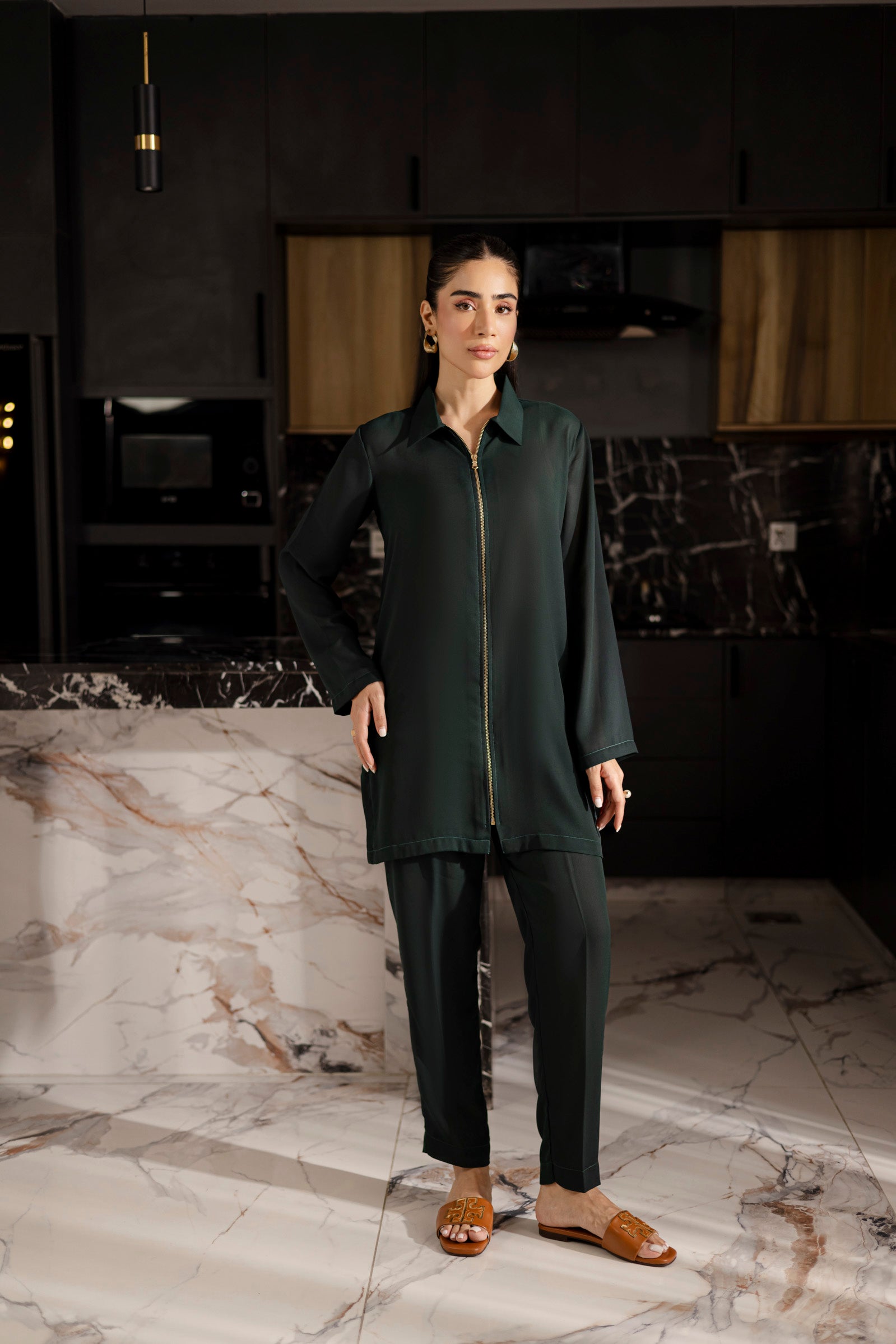 Solid 2PC Dress - SP-08 Emerald Green