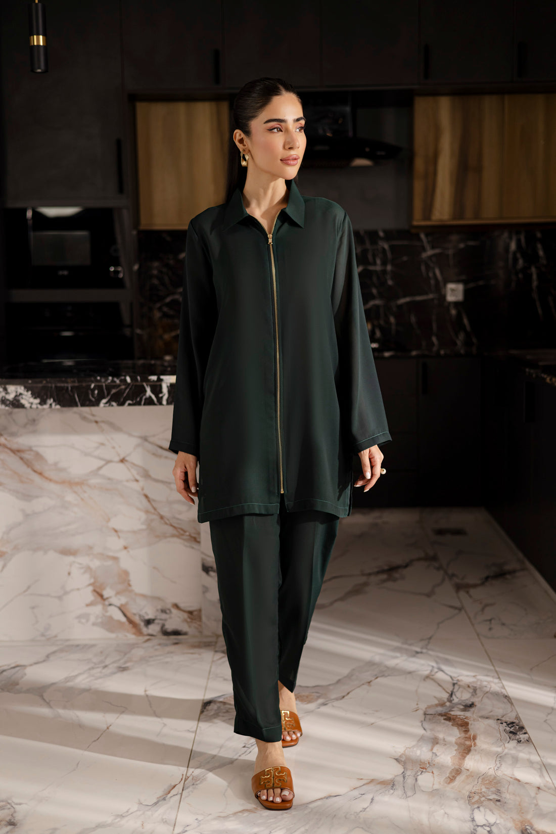 Solid 2PC Dress - SP-08 Emerald Green