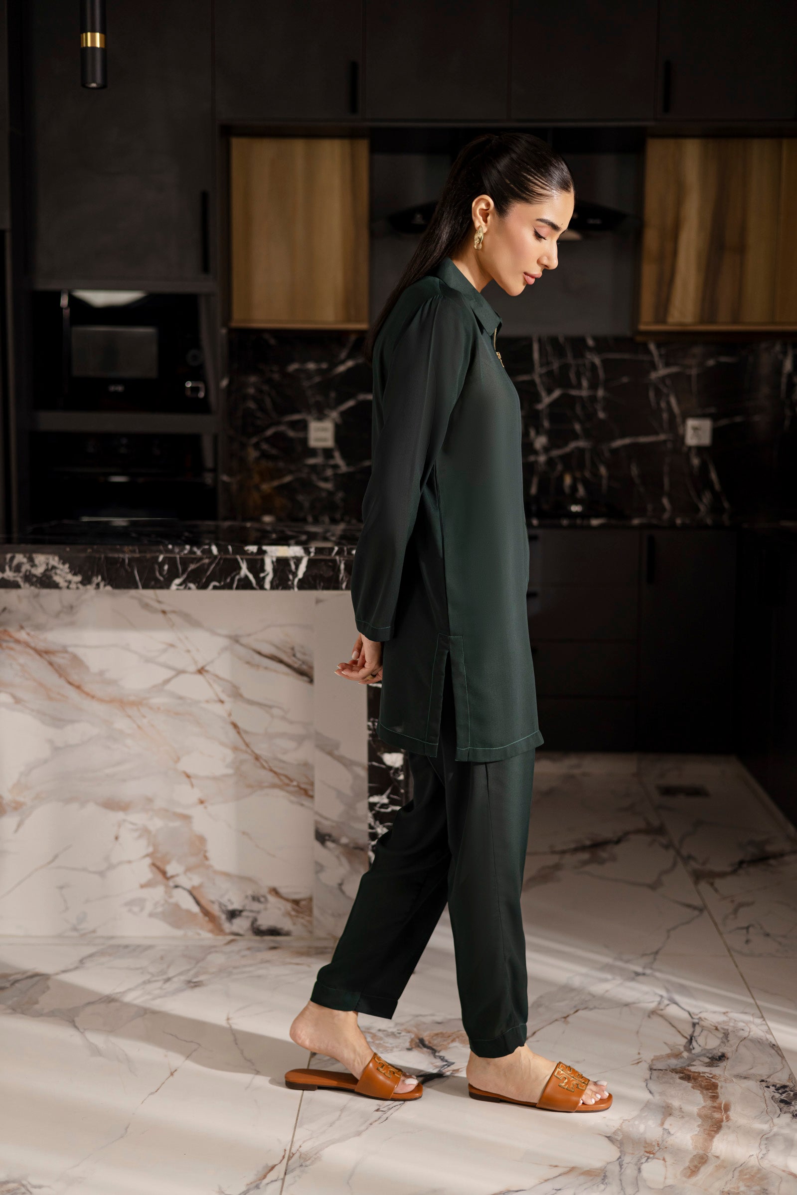 Solid 2PC Dress - SP-08 Emerald Green