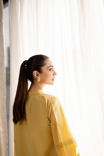 Embroidered Solid 2PC Dress - SP-04 Butter Yellow