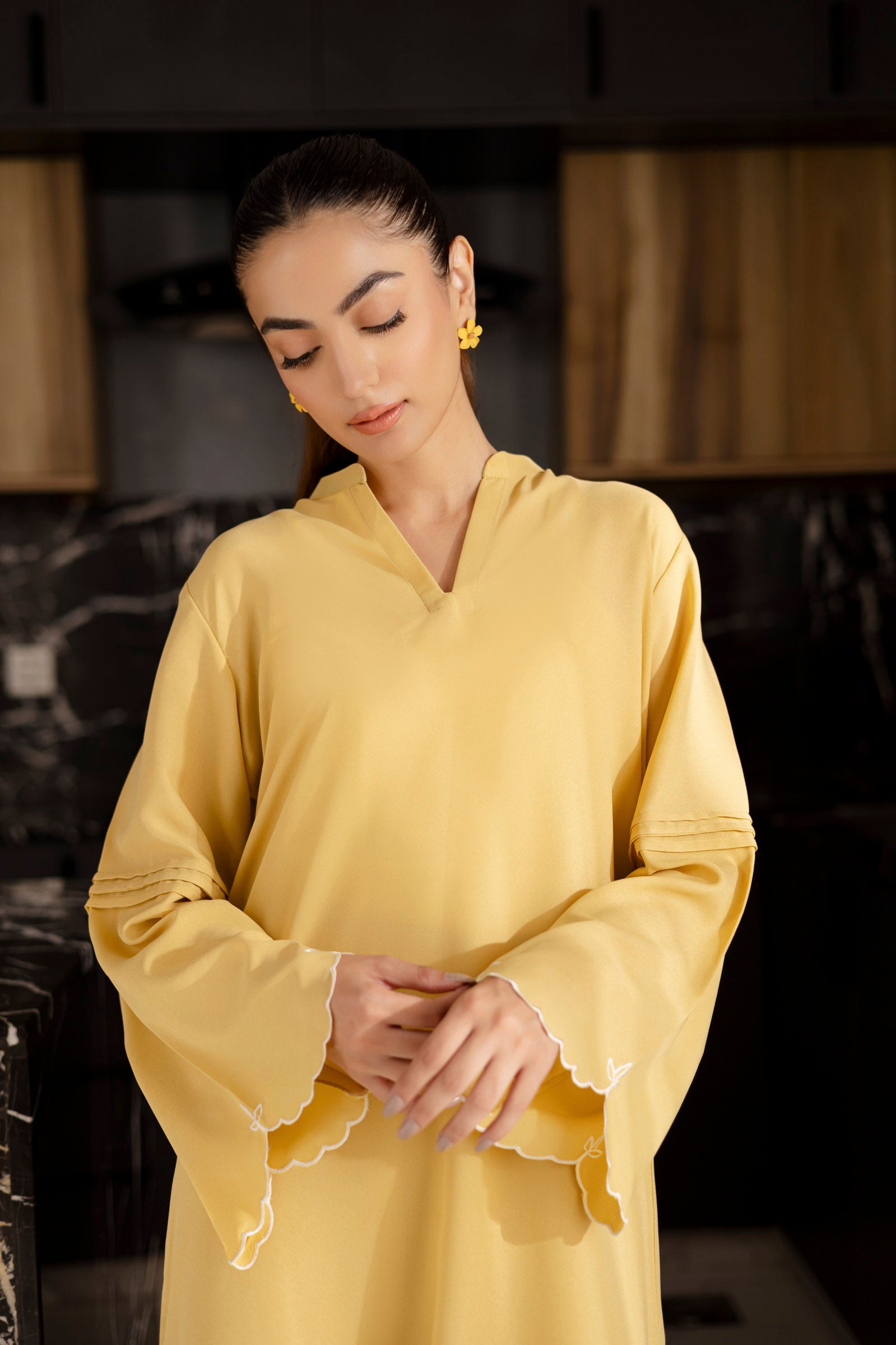 Embroidered Solid 2PC Dress - SP-04 Butter Yellow