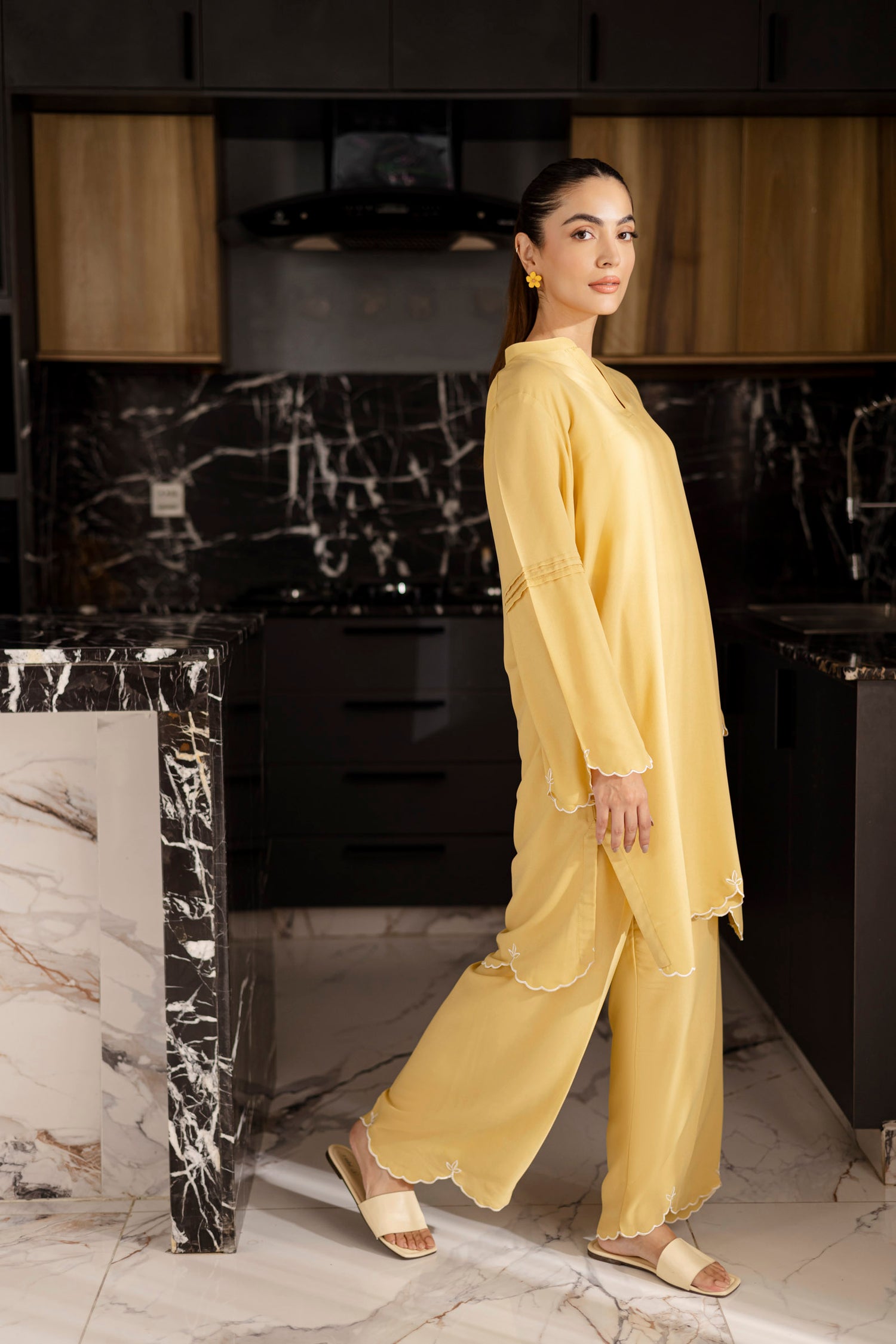 Embroidered Solid 2PC Dress - SP-04 Butter Yellow