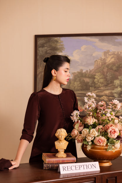 3PC Luxury Solid Silk Dress LSS - Chocolate Brown