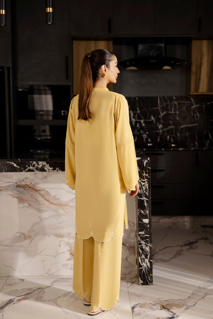 Embroidered Solid 2PC Dress - SP-04 Butter Yellow