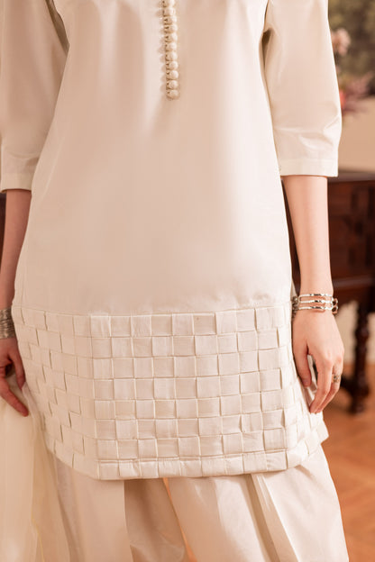 3PC Luxury Solid Silk Dress LSS - Cream