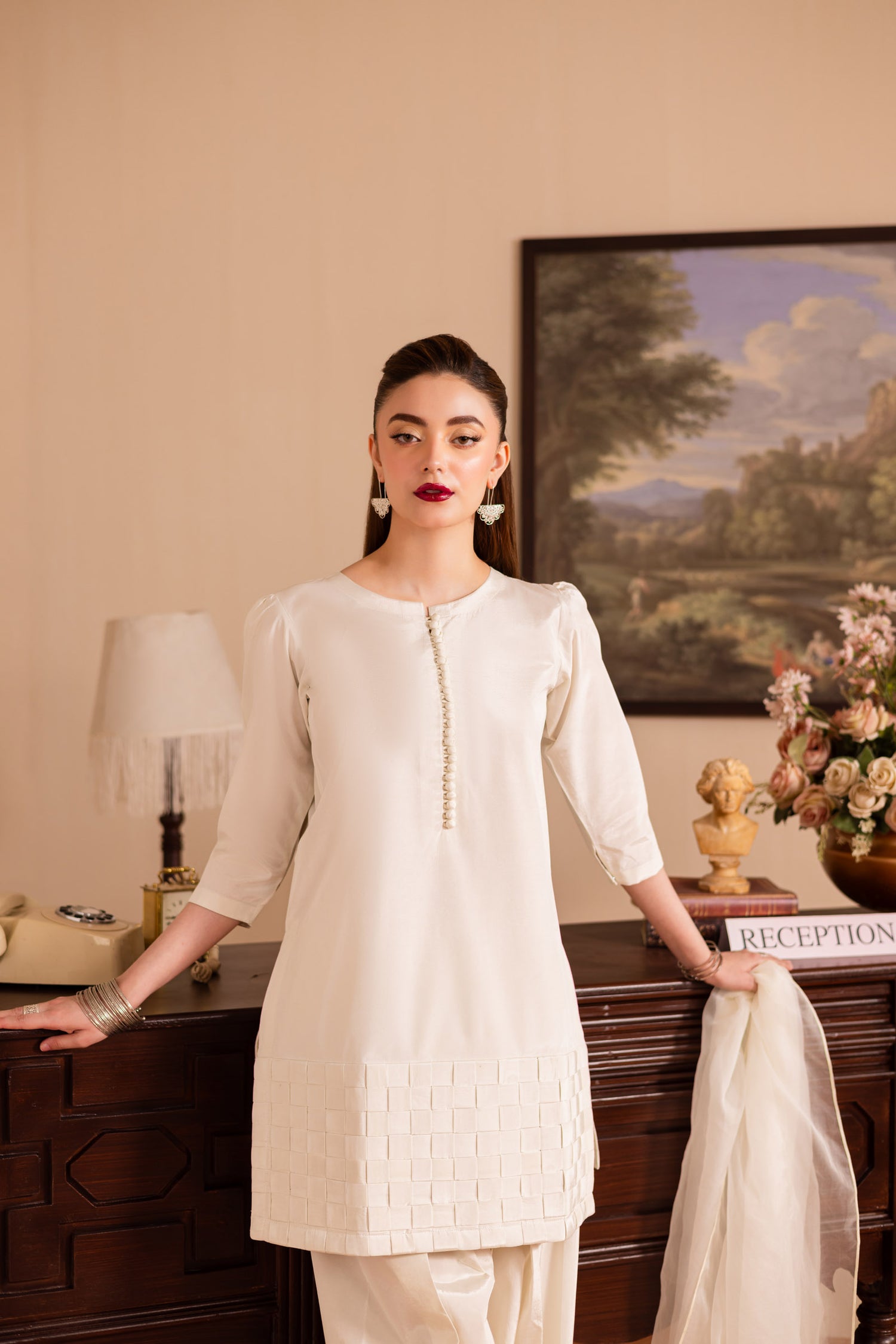 Silayi Pret Silk Semi Formal Dresses 3PC Luxury Solid Silk Dress LSS Cream Silayi Pret Silayi Pret Silk Semi Formal Dresses 3PC Luxury Solid Silk Dress LSS Cream Silayi Pret