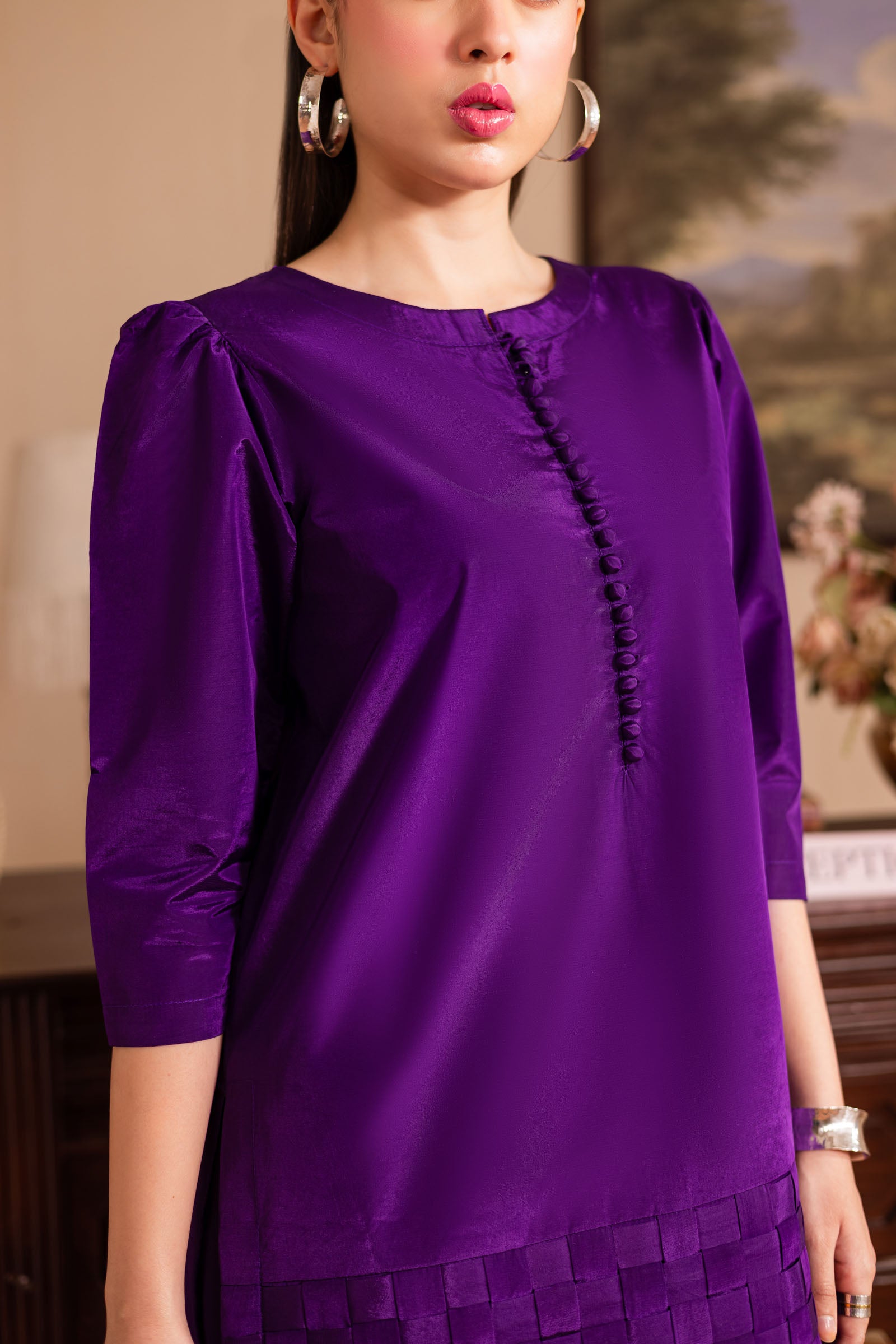 3PC Luxury Solid Silk Dress LSS - Purple