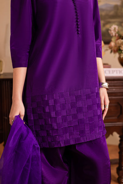 3PC Luxury Solid Silk Dress LSS - Purple