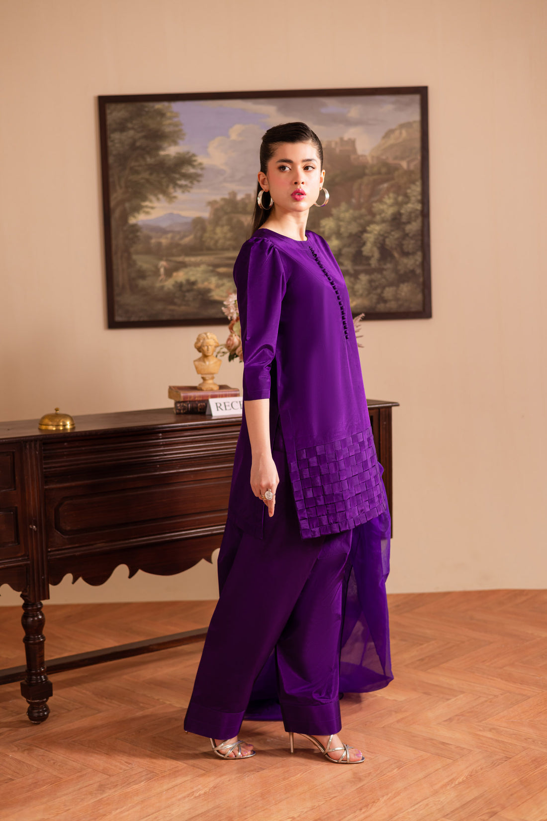 3PC Luxury Solid Silk Dress LSS - Purple