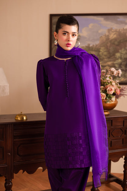 3PC Luxury Solid Silk Dress LSS - Purple